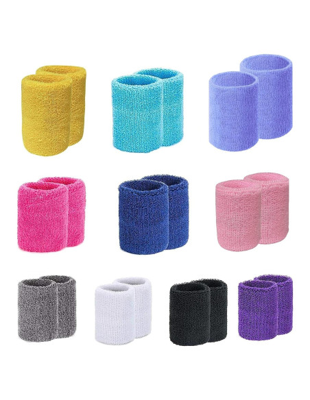 10 Pares de Bandas de Sudor Magicorange para Muñecas - Algodón Absorbente