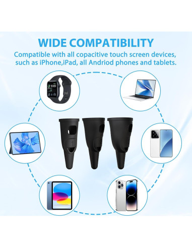 Bolígrafo de Dedo Silicona 6 Pcs ROBOHOOK Negro Táctil