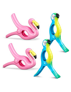 4 Clips de Toalla de Playa Jumbo Waydress - Flamenco y Loro