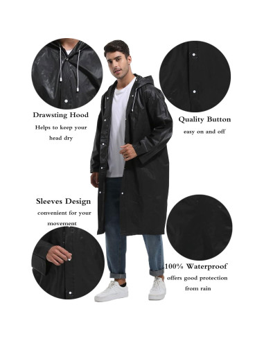 2 Chaquetas de Lluvia Reutilizables Borogo para Adultos - Impermeables