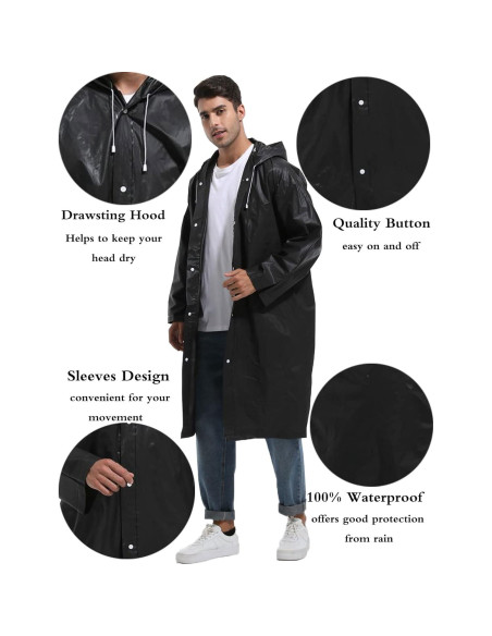 2 Chaquetas de Lluvia Reutilizables Borogo para Adultos - Impermeables