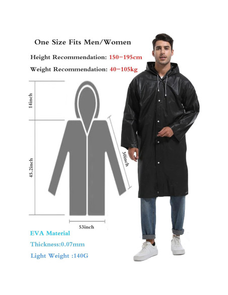 2 Chaquetas de Lluvia Reutilizables Borogo para Adultos - Impermeables