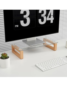 Soporte Elevador de Monitor YEOUX de Madera y Vidrio 43.2x22.9 cm 2