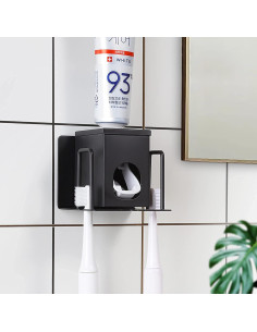 Soporte para Cepillos de Dientes HANZE con Dispensador Negro 2