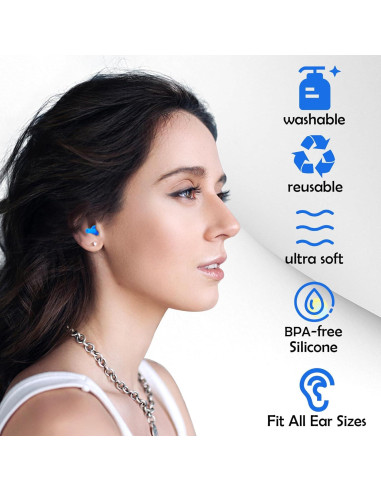 100 Pares de Tapones para Oídos Silicona Reutilizables Leffis