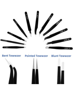 Juego de Pinzas de Precisión HengTianMei 14 Piezas Acero Inoxidable 2