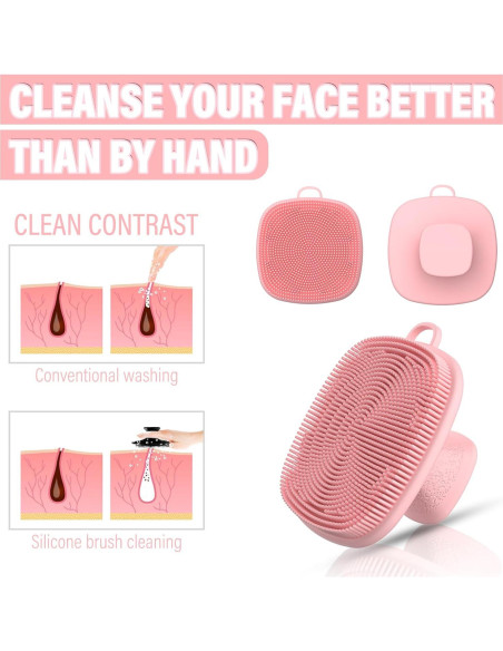 Paquete de 2 cepillos faciales QiaKeoo de silicona para piel sensible Paquete de 2 cepillos faciales QiaKeoo de silicona para piel sensible