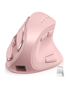 Ratón Vertical Ergonómico Inalámbrico Wekity B52 Rosa 9 Botones