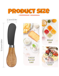 Juego de 4 Cuchillos Espátula para Mantequilla Mlurcu - Acero Inoxidable y Madera de Acacia 2