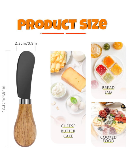Juego de 4 Cuchillos Espátula para Mantequilla Mlurcu - Acero Inoxidable y Madera de Acacia