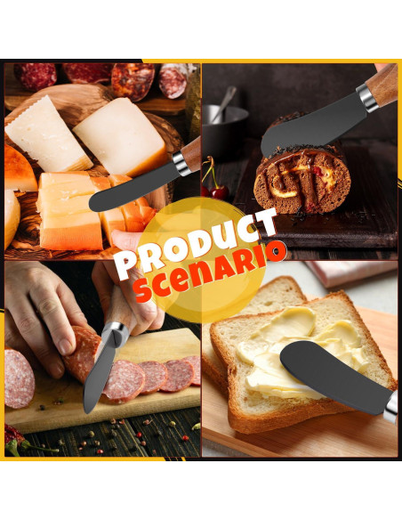 Juego de 4 Cuchillos Espátula para Mantequilla Mlurcu - Acero Inoxidable y Madera de Acacia