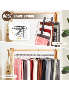 Perchas para Pantalones Antideslizantes HUITEM 2 Paquetes 6 Niveles 2