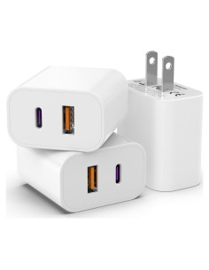 Cargador USB C Doble Puerto iGENJUN 20W Rápido Paquete de 3