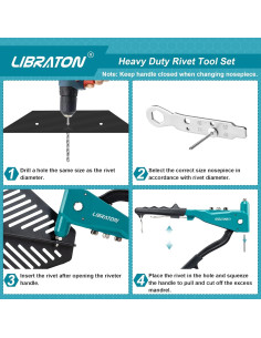 Pistola de Remaches Libraton 919002 con 110 Piezas y 4 Cabezas 2