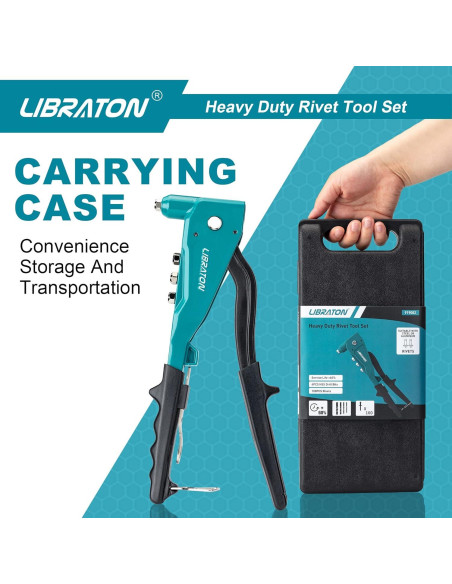 Pistola de Remaches Libraton 919002 con 110 Piezas y 4 Cabezas Pistola de Remaches Libraton 919002 con 110 Piezas y 4 Cabezas