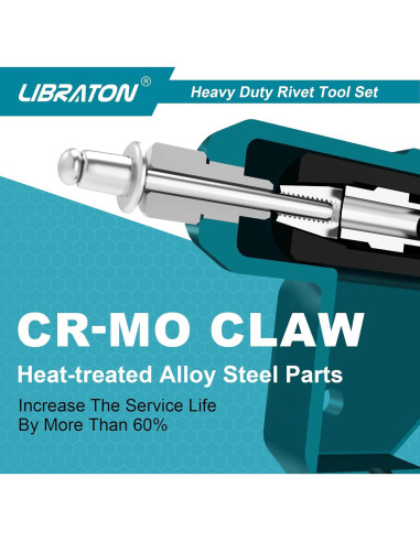 Pistola de Remaches Libraton 919002 con 110 Piezas y 4 Cabezas