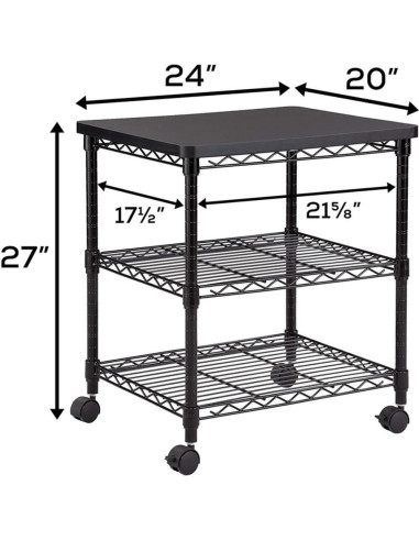 Carro Rodante de 3 Niveles Safco para Impresora Negro