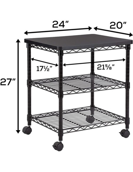 Carro Rodante de 3 Niveles Safco para Impresora Negro