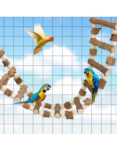 Juguete Puente Escalera para Aves Dnoifne 65 cm Madera Natural 2