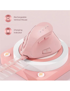 Ratón Vertical Ergonómico Inalámbrico Wekity B52 Rosa 9 Botones 2