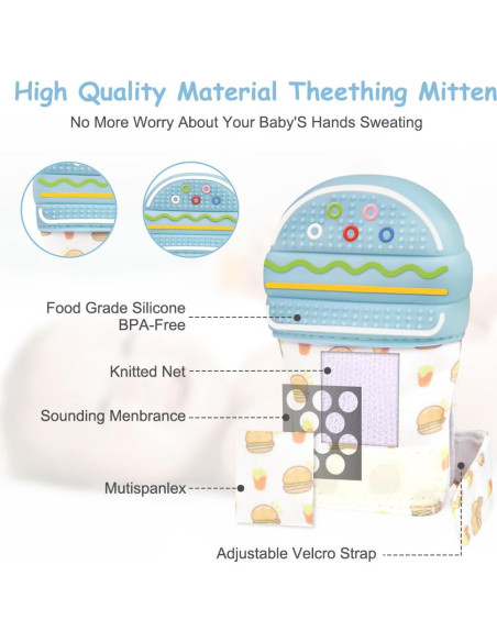 2 Mitones de Silicona para Dentición Bebés 0-12 Meses