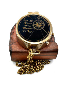 Brújula de Bronce Vintage Kiristan 5.08 cm con Estuche de Cuero