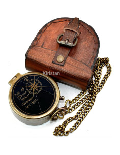 Brújula de Bronce Vintage Kiristan 5.08 cm con Estuche de Cuero 2