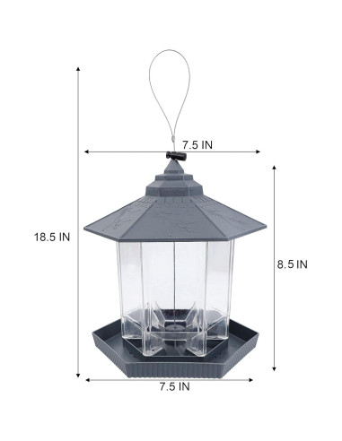 Comedero Colgante para Aves Twinkle Star 0.98 kg Gris Claro