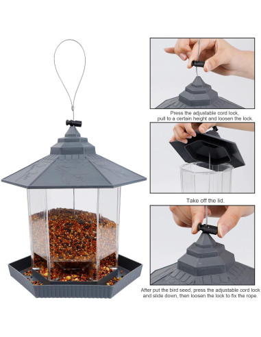 Comedero Colgante para Aves Twinkle Star 0.98 kg Gris Claro