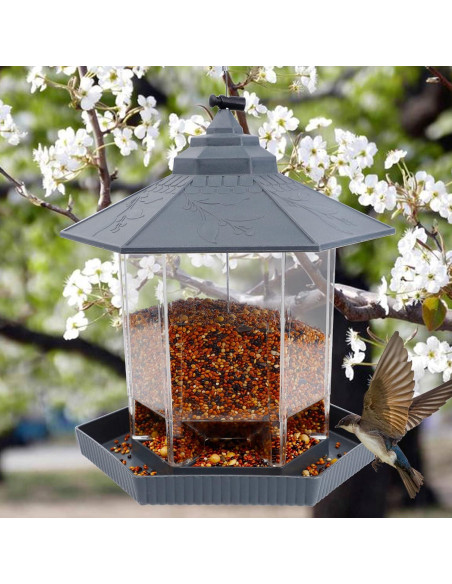 Comedero Colgante para Aves Twinkle Star 0.98 kg Gris Claro