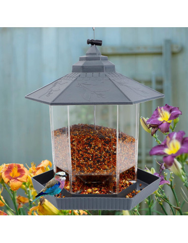 Comedero Colgante para Aves Twinkle Star 0.98 kg Gris Claro