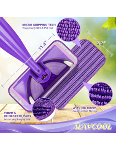 Paquete de 3 almohadillas de mopa reutilizables ILAVCOOL 30x14 cm 2