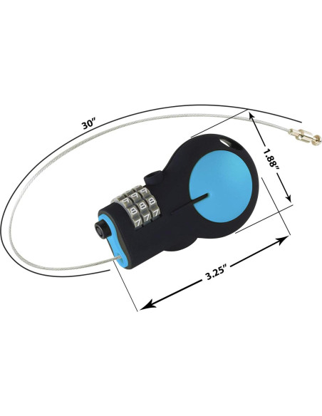 Candado TSA Lewis N. Clark con Cable de Acero 76.2cm Azul Candado TSA Lewis N. Clark con Cable de Acero 76.2cm Azul