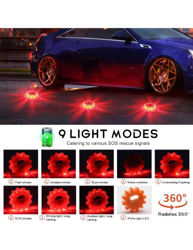 3 PCS Señales de Carretera LED SHMZK Recargables 9 Modos