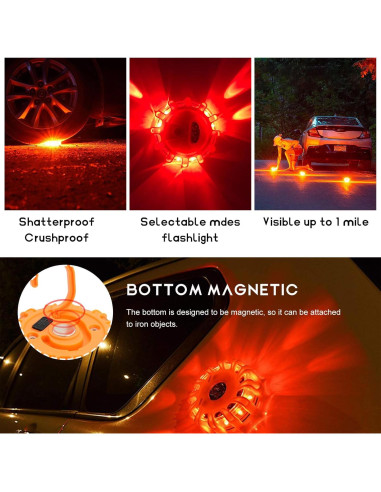 3 PCS Señales de Carretera LED SHMZK Recargables 9 Modos