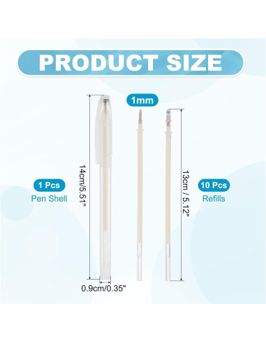 Recargas de Bolígrafos Borrables PATIKIL 10 Pcs 1mm Beige
