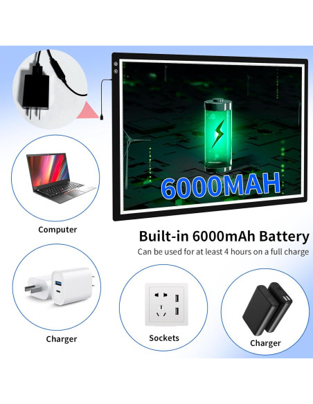 Mesa de Luz A1 LUXJOYFUL LED Recargable 6000mAh 90x60cm