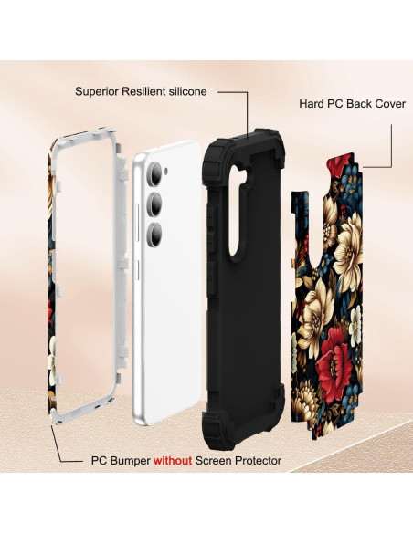 Funda 3 en 1 SleekCover para Samsung Galaxy A14 6.6" Floral