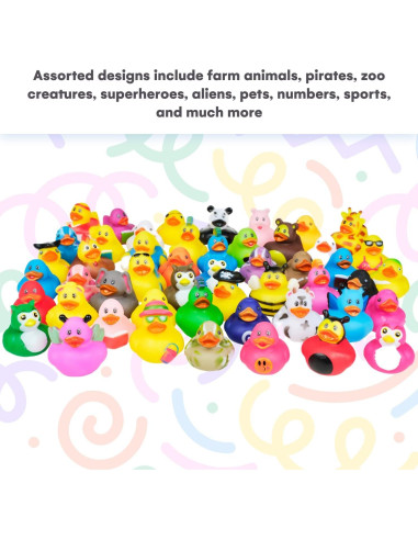 Patos de Goma Asortidos Kicko - Paquete de 25 - 5.08 cm