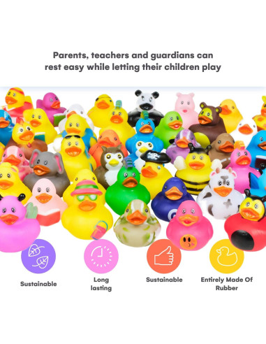 Patos de Goma Asortidos Kicko - Paquete de 25 - 5.08 cm