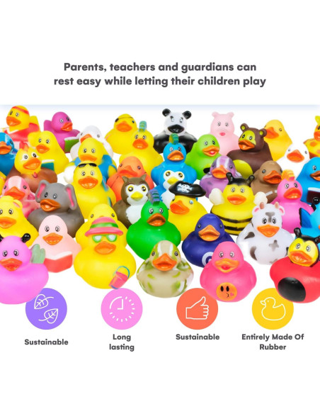 Patos de Goma Asortidos Kicko - Paquete de 25 - 5.08 cm