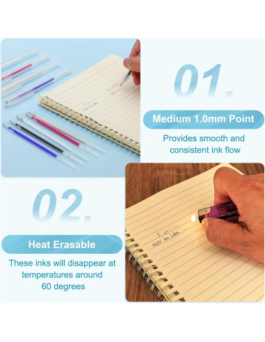 Recargas de Bolígrafos Borrables PATIKIL 10 Pcs 1mm Beige