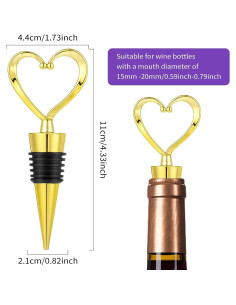 2 Tapones de Corazón para Vino COMNICO Dorado Reutilizables 2