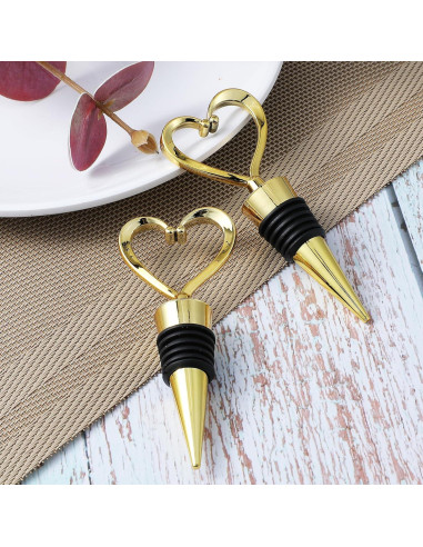 2 Tapones de Corazón para Vino COMNICO Dorado Reutilizables