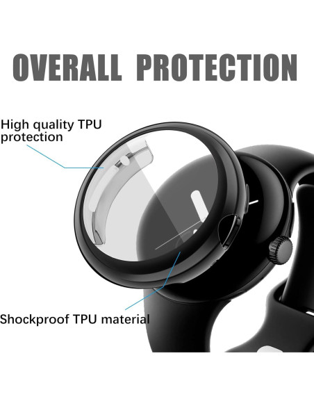 Funda Protectora Wugongyan para Google Pixel Watch 41mm Negro Funda Protectora Wugongyan para Google Pixel Watch 41mm Negro