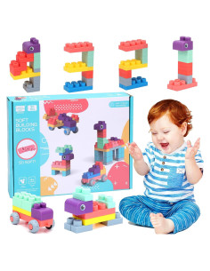 Bloques de Construcción Suave Couomoxa 50 PCS para Niños 6-36 Meses