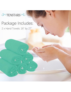 Set de 6 Toallas de Mano TENSTARS Microfibra Verde Aqua 40x71 cm 2