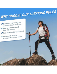 Bastón de Trekking TENPLAY Aluminio 7075 135cm Antideslizante 2
