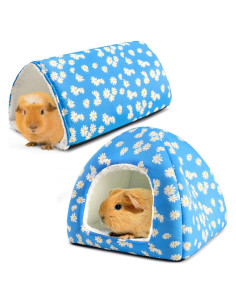 Casa y Túnel para Cobayas HeNdShe - 2 Camas Lavables 25.9cm