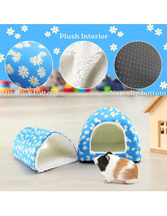 Casa y Túnel para Cobayas HeNdShe - 2 Camas Lavables 25.9cm 2